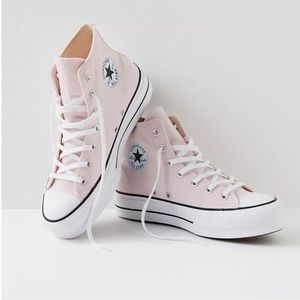 Converse High Top Platform Sneakers Pink Size 6.5